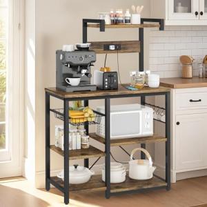 Bakers Rack with Power Outlets and Storage