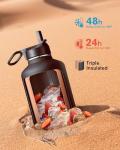 Large Insulated Water Bottle with Straw & Lids