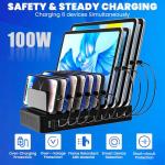 10-Port 100W Charging Station with Smart IC Tech
