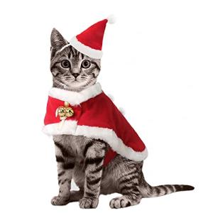 Red Christmas Cat Costume with Cape and Bells
