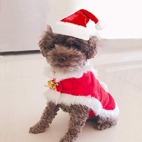 Red Christmas Cat Costume with Cape and Bells