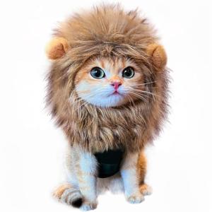Adjustable Brown Lion Mane Wig for Cats