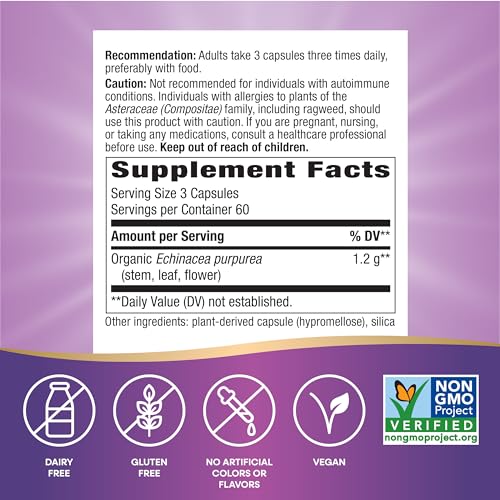 Echinacea Purpurea Herb for Immune Support, 180 Capsules