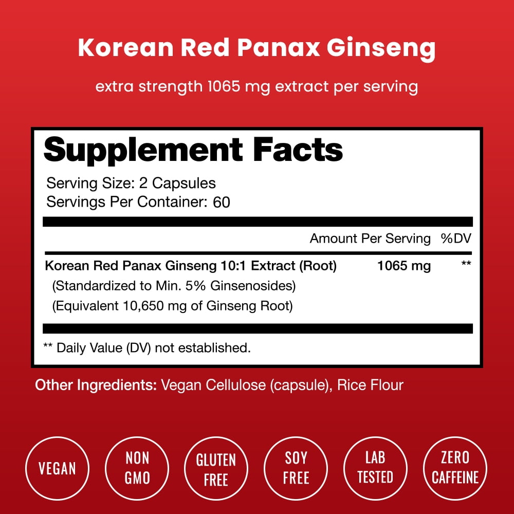 Extra Strength Vegan Korean Ginseng for Focus & Energy