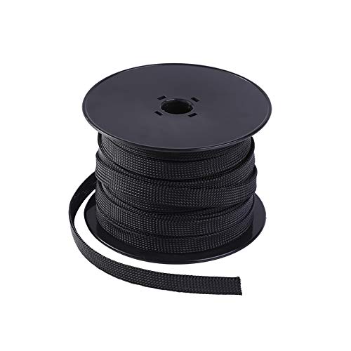 Keco Expandable Braided Cable Sleeve, Black 30.5m