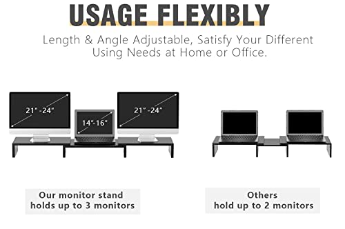 Adjustable Dual Monitor Stand with Storage Shelves