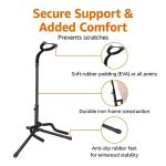 Amazon Basics Height Adjustable Foldable Guitar Stand with Secure Support for Acoustic, Electric, Bass and Banjos, Sturdy, Black