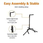Amazon Basics Height Adjustable Foldable Guitar Stand with Secure Support for Acoustic, Electric, Bass and Banjos, Sturdy, Black