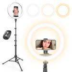 UBeesize 12” Selfie Ring Light with 62” Extendable Tripod Stand & Remote, LED Circle Light with Phone Holder for Video Recording