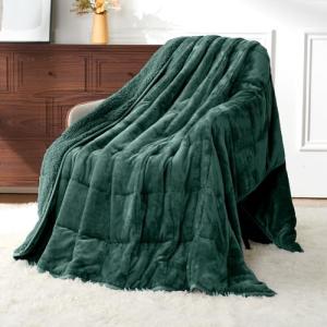 Uttermara 15lb Full-Size Weighted Blanket, Green