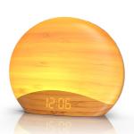 Natural Wood Sound Machine Alarm Clock with Sunrise
