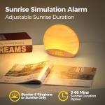 Natural Wood Sound Machine Alarm Clock with Sunrise