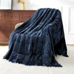 Uttermara Weighted Blankets for Adults Queen Size, 15lbs 60x80 inches Blanket with Soft Warm Plush Sherpa Fleece, Washable Thick Heavy Throw for Sleep, Anxiety and Calming, Navy Blue