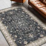 Black Boho 5x7 Washable Low Pile Rug
