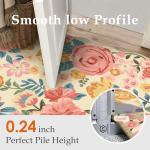 Cozy Floral Washable Area Rug 5x7 Beige