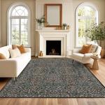 Washable Green 8x10 Area Rug for Living Room
