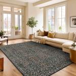 Washable Green 9x12 Living Room Area Rug