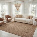 Natural Brown Jute Area Rug 8x10 - Farmhouse Style
