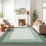 Large Machine Washable Geometric Area Rug - Green