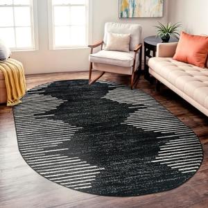 Bohemian Stripe Stain Resistant Oval Area Rug 5' x 7