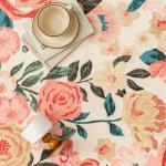 Cozy Floral Washable Area Rug 5x7 Beige