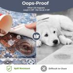 Vintage Blue Round Washable Low-Pile Rug 4ft