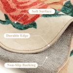 Cozy Floral Washable Area Rug 5x7 Beige