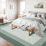 Large Machine Washable Geometric Area Rug - Green