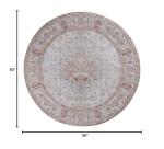 Light Grey & Rust Washable Oval Rug 5' x 8