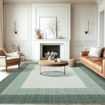 Large Machine Washable Geometric Area Rug - Green