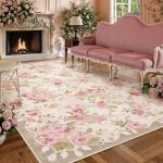 Vintage Floral 8x10 Area Rug in Beige