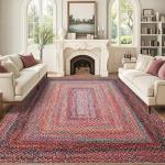 Pink 8x10 Washable Braided Area Rug