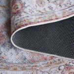 Light Grey & Rust Washable Oval Rug 5' x 8