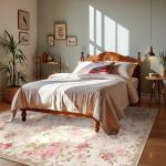 Vintage Floral 8x10 Area Rug in Beige