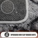 Fluffy Grey and Black Geometric Area Rug 4x6