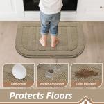 Beqhouse Beige Non-Slip Kitchen Rug Mat