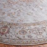 Light Grey & Rust Washable Oval Rug 5' x 8