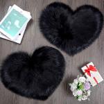 Heart Shaped Faux Fur Rug Set - Black