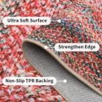 Pink 8x10 Washable Braided Area Rug