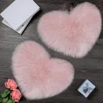 Pink Heart Shaped Faux Fur Rugs - 2 Pack
