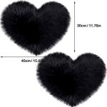 Heart Shaped Faux Fur Rug Set - Black