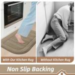 Beqhouse Beige Non-Slip Kitchen Rug Mat
