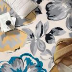 Modern Floral Area Rug 5' x 7' Cream