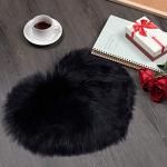 Heart Shaped Faux Fur Rug Set - Black