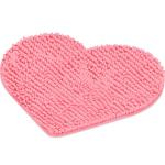 Pink Heart Shaped Chenille Rug - Washable & Non-Slip