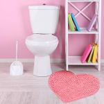 Pink Heart Shaped Chenille Rug - Washable & Non-Slip
