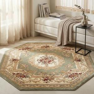 Versailles Collection Floral Motif Area Rug 5' Octagon