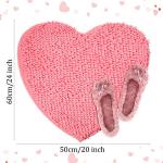 Pink Heart Shaped Chenille Rug - Washable & Non-Slip