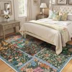 5x7 Washable Soft Dark Brown Patchwork Rug