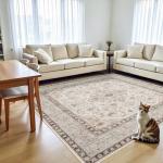 Washable 8x8 Soft Distressed Square Area Rug